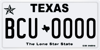 TX license plate BCU0000