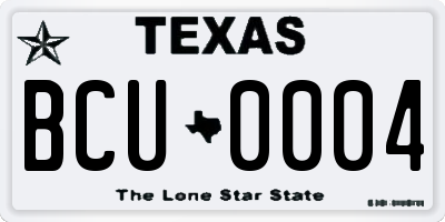 TX license plate BCU0004