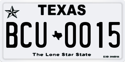 TX license plate BCU0015