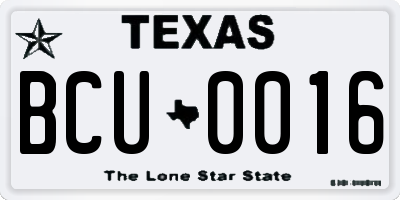 TX license plate BCU0016