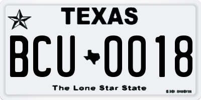 TX license plate BCU0018