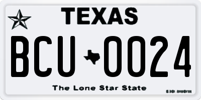 TX license plate BCU0024