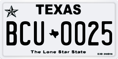 TX license plate BCU0025