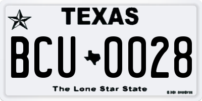 TX license plate BCU0028