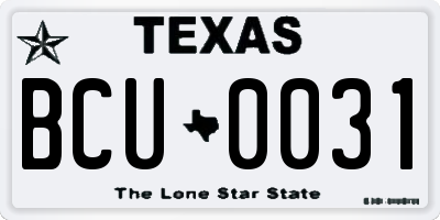 TX license plate BCU0031