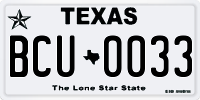 TX license plate BCU0033