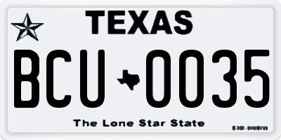 TX license plate BCU0035