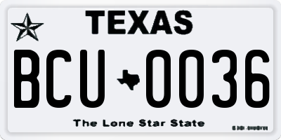 TX license plate BCU0036