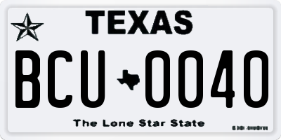 TX license plate BCU0040