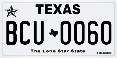 TX license plate BCU0060
