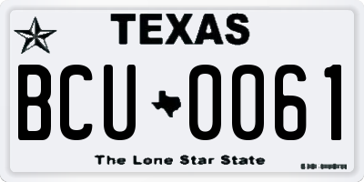 TX license plate BCU0061