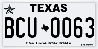 TX license plate BCU0063