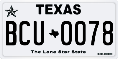 TX license plate BCU0078