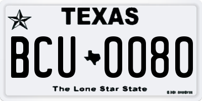 TX license plate BCU0080