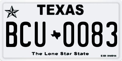 TX license plate BCU0083