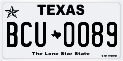 TX license plate BCU0089