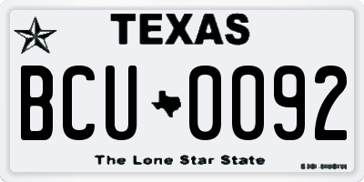 TX license plate BCU0092