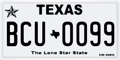 TX license plate BCU0099