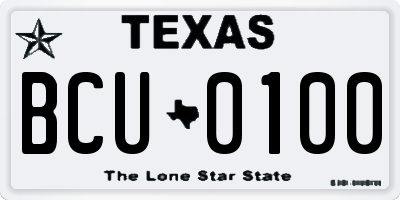 TX license plate BCU0100