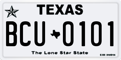 TX license plate BCU0101
