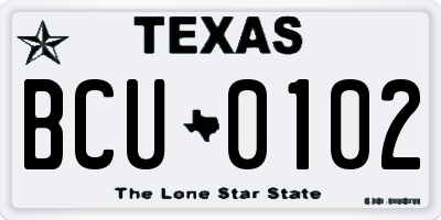 TX license plate BCU0102