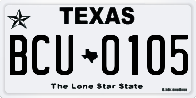 TX license plate BCU0105