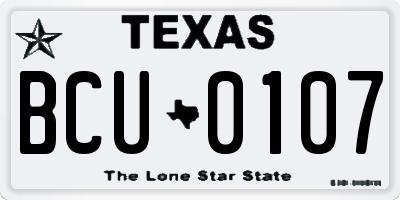TX license plate BCU0107