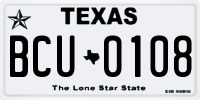 TX license plate BCU0108