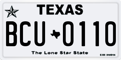 TX license plate BCU0110