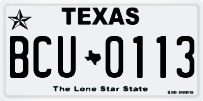 TX license plate BCU0113