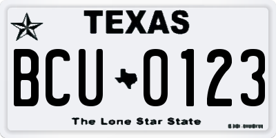 TX license plate BCU0123