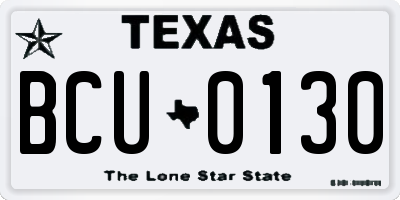 TX license plate BCU0130