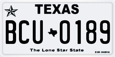 TX license plate BCU0189