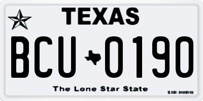 TX license plate BCU0190