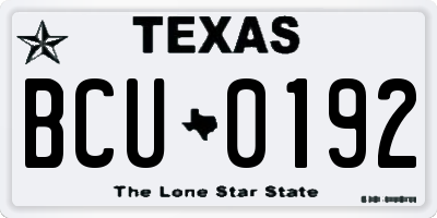 TX license plate BCU0192