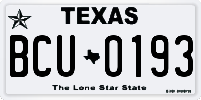 TX license plate BCU0193