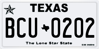 TX license plate BCU0202