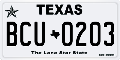 TX license plate BCU0203