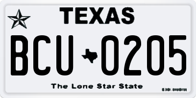 TX license plate BCU0205