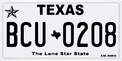 TX license plate BCU0208