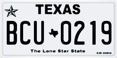 TX license plate BCU0219