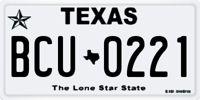 TX license plate BCU0221