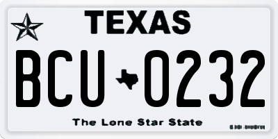 TX license plate BCU0232