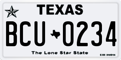 TX license plate BCU0234