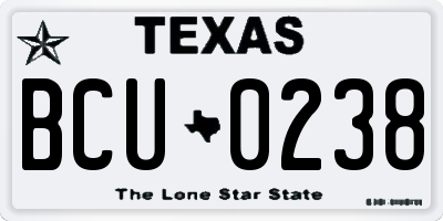 TX license plate BCU0238