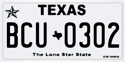 TX license plate BCU0302