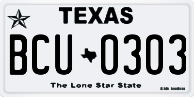 TX license plate BCU0303
