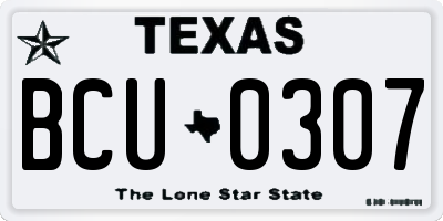 TX license plate BCU0307
