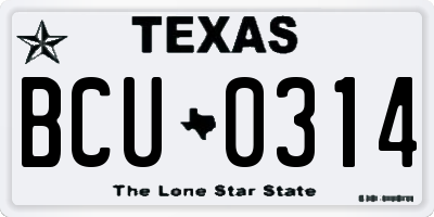 TX license plate BCU0314
