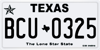 TX license plate BCU0325